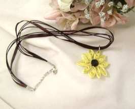 Paper Quilled Sunflower Lazy Susan Flower Necklace Handcrafted - £16.11 GBP