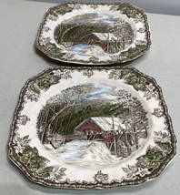 Johnson Brothers Friendly Village Sq Salad Plates 7 1/2&quot; Bridge Set 2 Excellent - £16.57 GBP