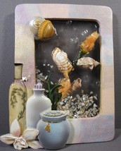 Wall Plaque Clear Resin Over Real Shells Beach Nautical 7&quot; x 6&quot; No Backing - £14.75 GBP
