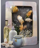 Wall Plaque Clear Resin Over Real Shells Beach Nautical 7&quot; x 6&quot; No Backing - £14.84 GBP