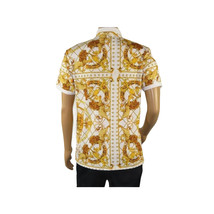 Mens PLATINI Sports Polo Shirt With Rhine Stones Lion Medallion DPP8246 White image 3