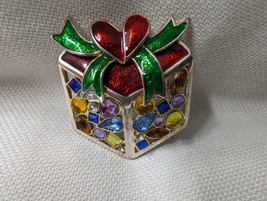 Vintage BEST Brooch Christmas Gift Vibrant Color And Ornate Design Silver Plated - £7.97 GBP