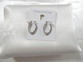 Charter Club Silver Tone 1&quot;Intertwined Oval Hoop Earrings Y634 - £10.56 GBP