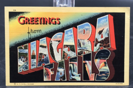 VTG 1940s Greetings From Niagara Falls NY Linen Postcard Curt Teich - $6.79