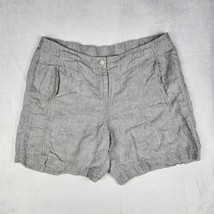 J Jill Shorts Womens Size 14 Love Linen Gray Flat Front Bottoms Lightweight - $26.72