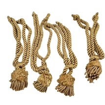 Curtain Tiebacks Set of 4 Gold Drapery Pullback Twisted Rope Cord Tassel... - £14.74 GBP