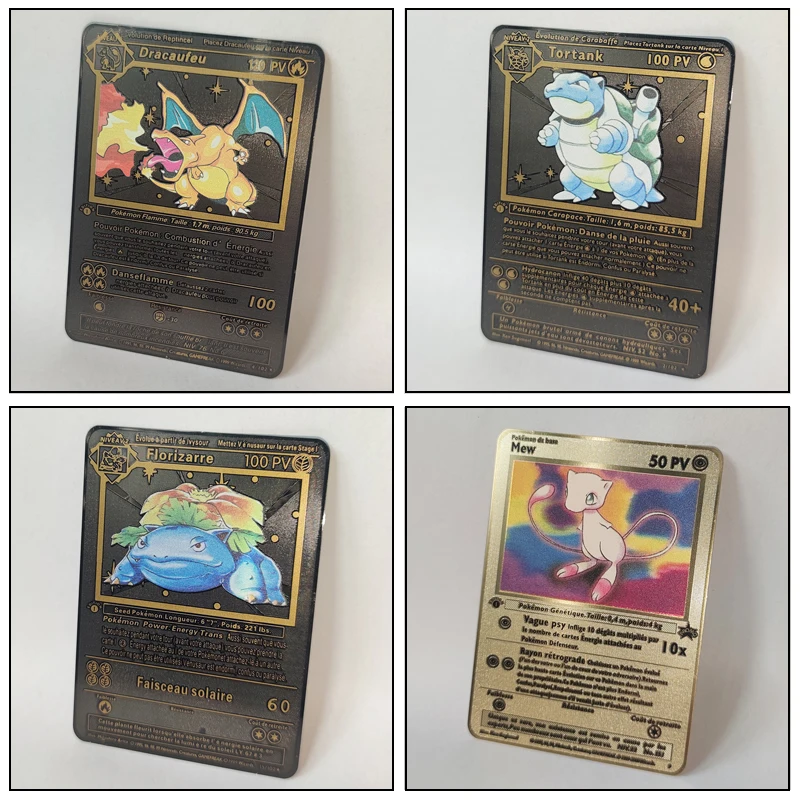 Pokemon French Cards Gold Metal 1996years First Edition Card Charizard Blastoise - £6.77 GBP