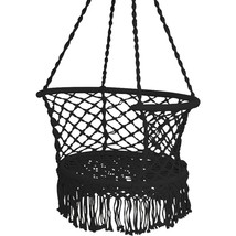 Costway Hanging Hammock Chair Cotton Rope Macrame Swing Indoor garden Black - £79.60 GBP