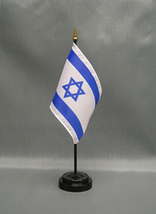 Israel Mini 4&quot;x6&quot; Desk Stick Flag, With Black Plastic Stand - £7.16 GBP