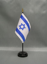Israel Mini 4&quot;x6&quot; Desk Stick Flag, With Black Plastic Stand - $8.99