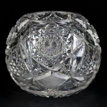 American Brilliant Hobstar &amp; Diamond Cut Rose Bowl, Antique ABP Rose Glo... - £270.29 GBP