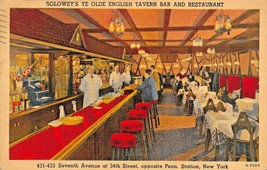 New York~Soloweys Ye Olde English Tavern Bar RESTAURANT-7th AVENUE~1939 Postcard - £5.21 GBP