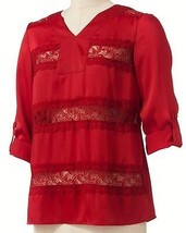 Dana Buchman Red Lace Roll Tab Blouse Top Camisole Cami Set - £23.59 GBP