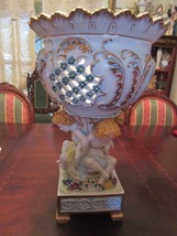 Palace Size 19 X 12&quot; Planter Center Piece Bowl Cherubs And Flowers Stamped - £1,169.67 GBP