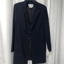 Worth Women&#39;s Blazer Navy Blue Wool Long Size 10 - £38.20 GBP