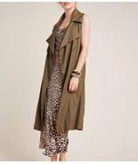 Anthropologie Trench Vest Womens M Olive Green Linen Blend Sleeveless Wr... - $433.27 MXN