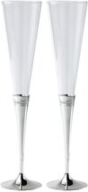 Wedgwood Simply Wish Toasting Flutes Pair Silver Stems Wedding Gift NEW ... - $57.00