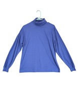 Vtg 80s-90s LL Bean Women&#39;s L Turtleneck Top, Solid Blue, Made USA, Long... - $27.16 CAD