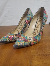 Sam Edelman Hazel Colorful Floral Paisley Embroidered Heels Shoes Size 7.5 - $34.95