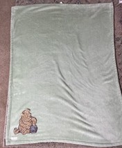 Classic Pooh Baby Blanket Green Fleece Winnie The Pooh Hunny Pot - £27.12 GBP