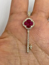14K Yellow Gold Plated 2.20Ct Round SimulatedRed Ruby  Key Pendant Birthday Gift - £65.40 GBP