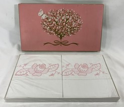 Vintage New Old Stock Boxed Embordered Pink Rose Pillowcases w/ Orig Box... - $19.80