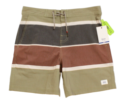 Katin Youth Boy&#39;s 28  Green Brown Cactus Duke Hybrid Swim Trunks Board S... - $37.12