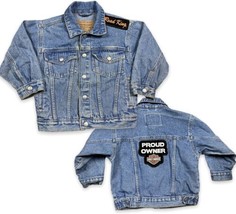 OSHKOSH Kids Toddler Denim Jacket 4T Medium Wash Harley Patch Trucker Ro... - £18.49 GBP