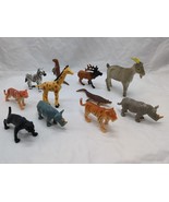 Lot Of (11) Wild Animal Plastic Animal Toys Panther Tiger Zebra Otter Go... - $26.72