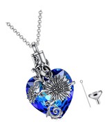 Flower Cremation Urn Necklace For Ashes Silver - $171.15