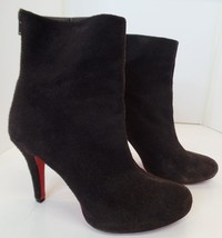 Moda Fusion Brown Suede Leather Heeled  Boots Sz 10 &quot;Panama 13&quot; Red Soles - £38.93 GBP