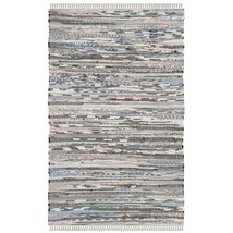 SAFAVIEH Rag Rug Collection Accent Rug - 2' x 3', Grey, Handmade Boho Stripe Cot - £19.01 GBP