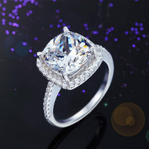 5.00Ct Cushion Cut Sterling Silver Wedding Engagement Created Diamond Ha... - £54.45 GBP