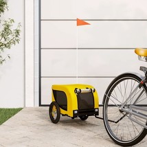 vidaXL Pet Bike Trailer Yellow and Black Oxford fabric, Iron, PVC Medium - $3,712.49 MXN