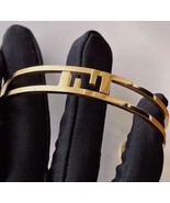Gold Lucky Letter F Logo Bangle Bracelet Designer Ganni Wang Luxury Cuff... - £18.62 GBP