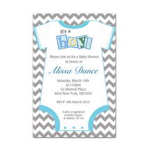 Clothes blue and grey baby shower DIGITAL invitation  - £4.72 GBP