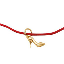 Kabbalah Red String Bracelet 14k Solid Gold Elegant Stiletto Shoe Charm Fashion - £107.90 GBP