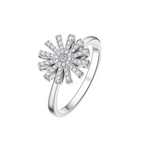 Slovecabin Original 925 Sterling Silver Flowers Finger Ring With Clear CZ Pave W - £19.62 GBP