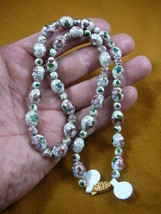 (v246-2) White pink flower Cloisonne beaded Beads bead Necklace fashion JEWELRY - £55.86 GBP