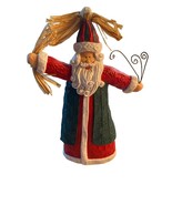 Santa Claus Figurine 9 Inches Tall Heavy Solid Plastic And Straw-like Hay - £8.96 GBP