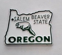 Oregon die cut rubber fridge magnet white green Beaver State Salem - $9.21