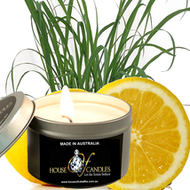 Lemon Citronella Scented Tin Candles Hand Poured Vegan Friendly Eco Soy - £14.92 GBP+