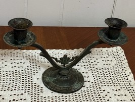 Vintage Bronze Israeli Sabbath 2 Arm Candle Holder - $28.71