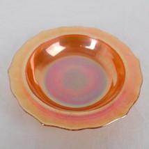 Vintage Orange Round Carnival Glass Nut Candy Dish Rose Vine Pattern 6.5&quot; wide - £13.70 GBP