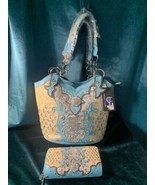 NWT TURQUOISE &amp; NATURAL LASER CUT SHOULDER BAG &amp; WALLET SET - HANDBAG - ... - £35.23 GBP