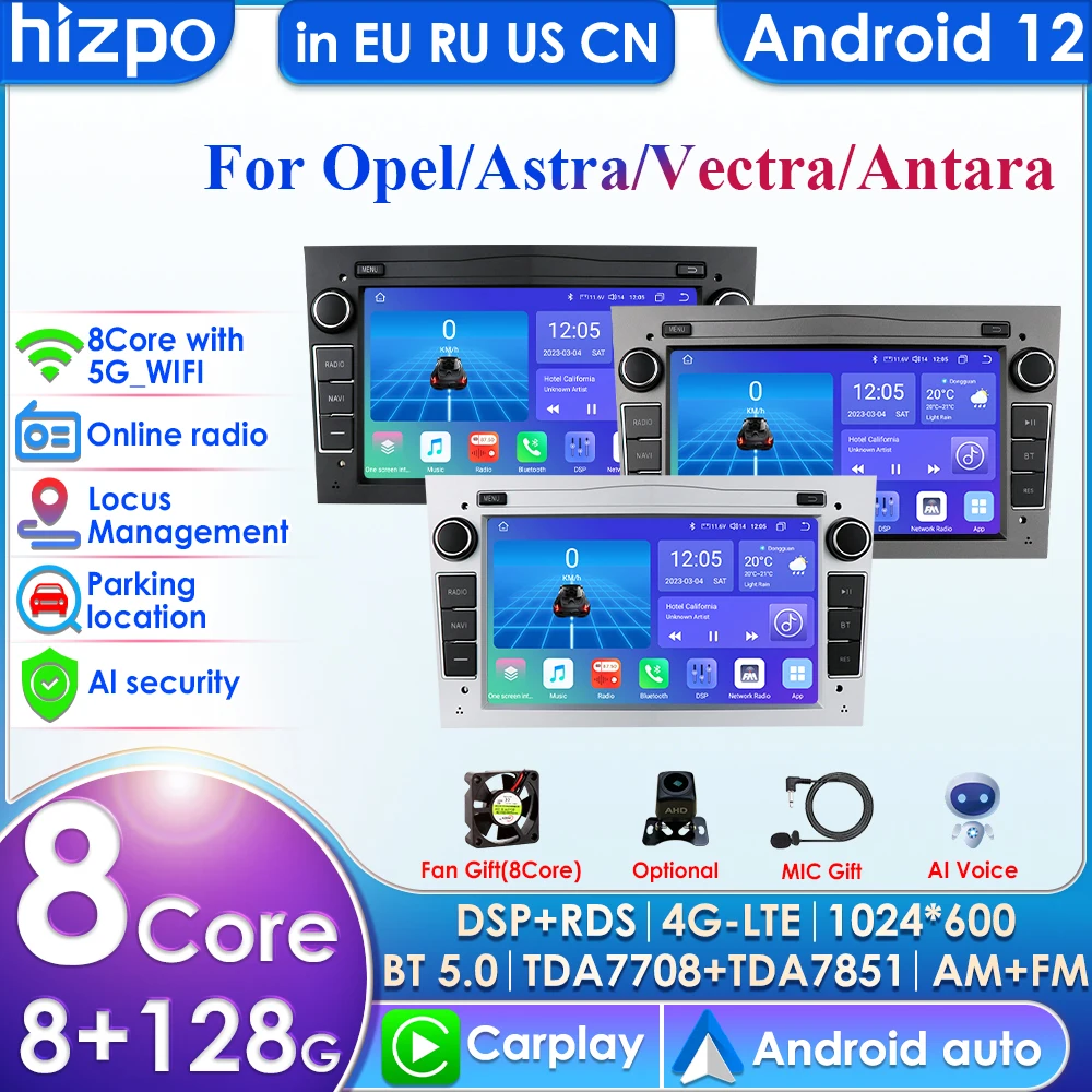 64G 4G-LTE Android 2 Din Car GPS Player for Opel Astra H J 2004 Vectra Vauxhall - £112.91 GBP+