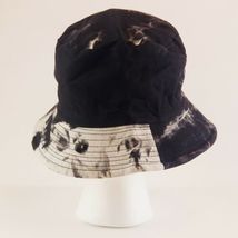 Bucket Hat Black & Cream Tie Dye Reversible Unisex 22.5" S/M Sun Hat Casual Cap image 4