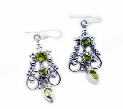 inviting Peridot 925 Sterling Silver Green Earring genuine jewellery CA gift - $26.71