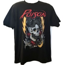 Poison Concert Black Graphic T-shirt Men&#39;s Unisex XL Skull Snake Lightni... - $14.83