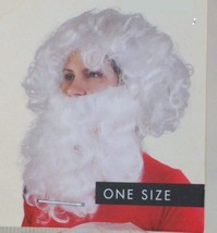 Santa White Hair &amp; Beard 2 Piece Set Costume Christmas Holiday Wig Facial Hair - £18.37 GBP